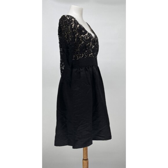 Eliza J Scallop Midi Dress Size 10 Lace Black Event Whimsygoth Elegant Formal - Picture 2 of 12